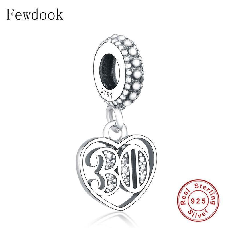 Fit Pan Charm Bracelet Authentic 925 Silver Alphabet & Numbers 18 21 50 60 Years Of Love Bead Making Berloque