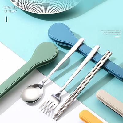 410 Stainless Steel Cutlery Set Storage Case Portable Tableware Set Kitchen Dinnerware Korean Style Home School Kitchen Tool