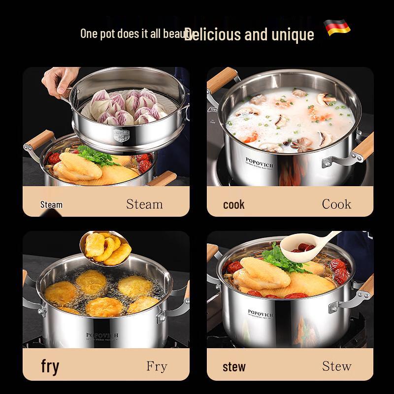 316 Edelstahl Suppen- & Dämpftopf