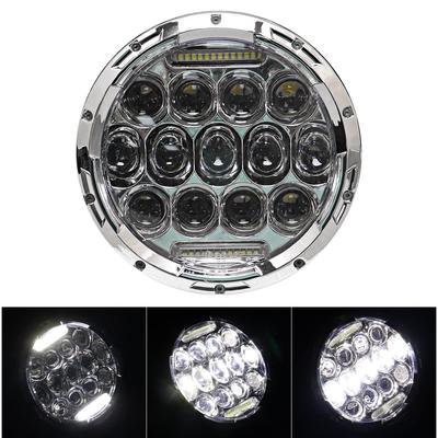 Chelhead 7-inch Silver Motorcycle LED Headlight with DRL, Hi/Lo Beam, White Round, 75W, Universal Fit for Yamaha, Honda, Suzuki, and Harley, 1 Piece