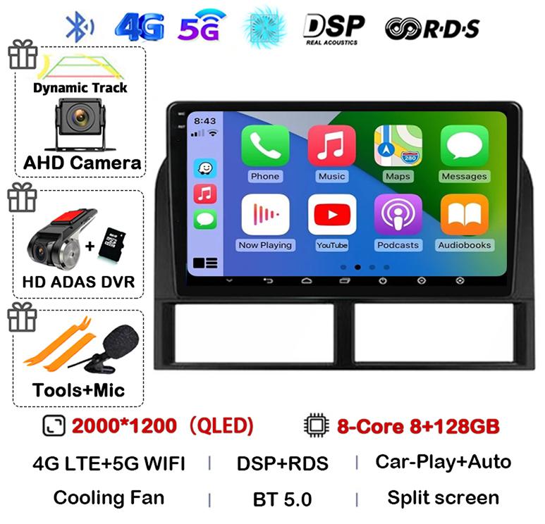 Android 14 Carplay Wifi+4G Car Radio For Jeep Grand Cherokee II WJ 1998-2001 2002 2003 2004 Multimedia Video Player GPS Stereo