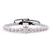Stylish Micro-inlaid Zircon Punk CZ Ball Crown Woven Bracelet