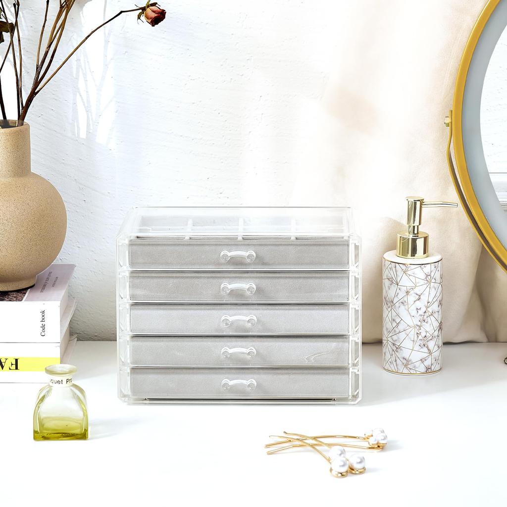 ProCase Jewelry 5 Jewelry Clear Acrylic for Jewelry Accessory Trinket Gift Box, Layers, Storage, Drawer, Women, Girls, Box, Case, Organizer, Box,