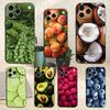 Abundant Fruits Phone Case For iPhone 17,16,15,14,13,12,11,Plus,Pro Max,XS,X,XR,SE,Mini,8,7,Soft Silicone Black