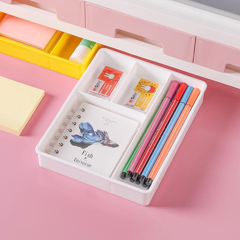 4-Compartment Stackable Desktop Organizer Box for Stationery and Small Items