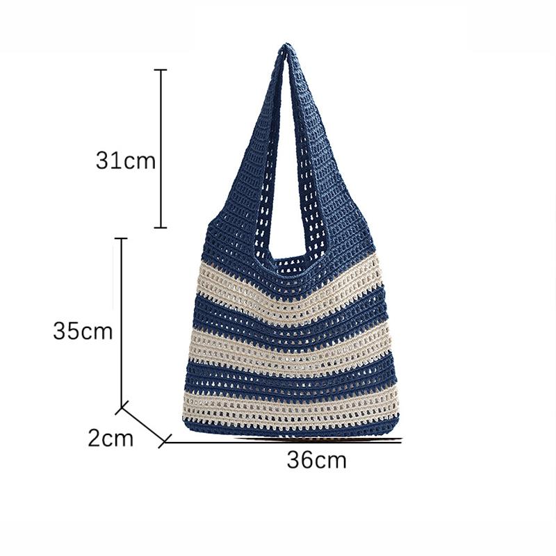 Handwoven Beach Crochet Bag for Women Lightweight Knitted Tote Handbag Summer Shopping Travel Shoulder Purse