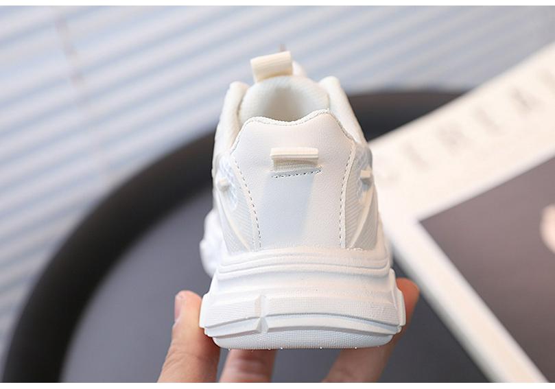 Breathable Children's Running Shoes – Spring/Autumn 2026 Style, Double Mesh, Casual White Dad Shoes for Boys