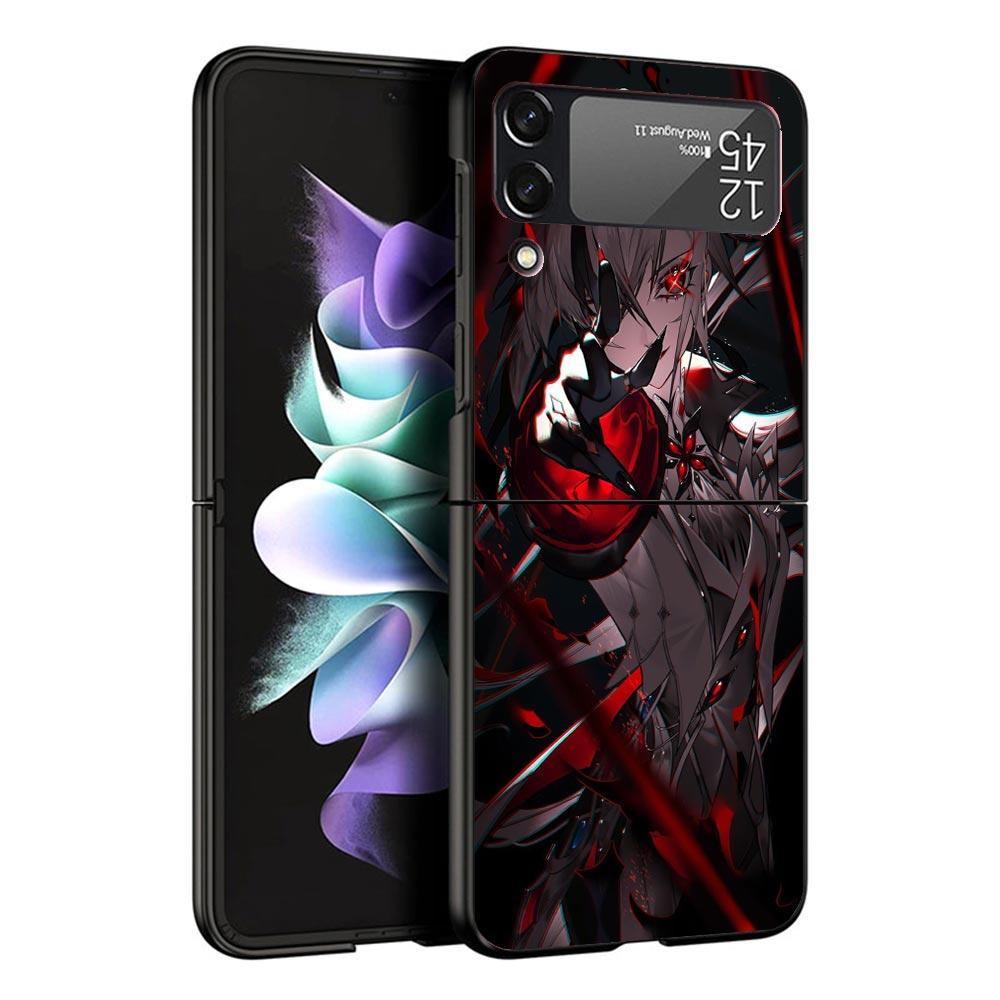 Arlecchino Genshin Impact Black Phone Case For Samsung ZFlip7 ZFlip6 ZFlip5 ZFlip4 ZFlip3 5G Hard Protective Galaxy Z Flip 3 4 5
