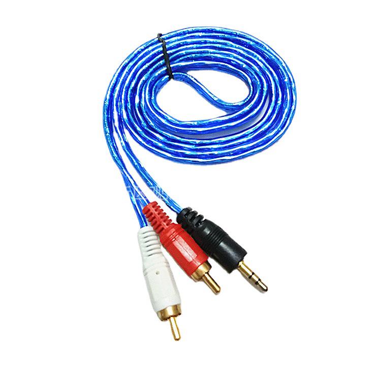 1.5m Transparent Crystal Audio Cable: 3.5mm to 2RCA for Computer Speakers