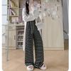 Knitted striped wide-leg pants women's spring and autumn new lazy wind glutinous rice pants high waist walking sports casual pants