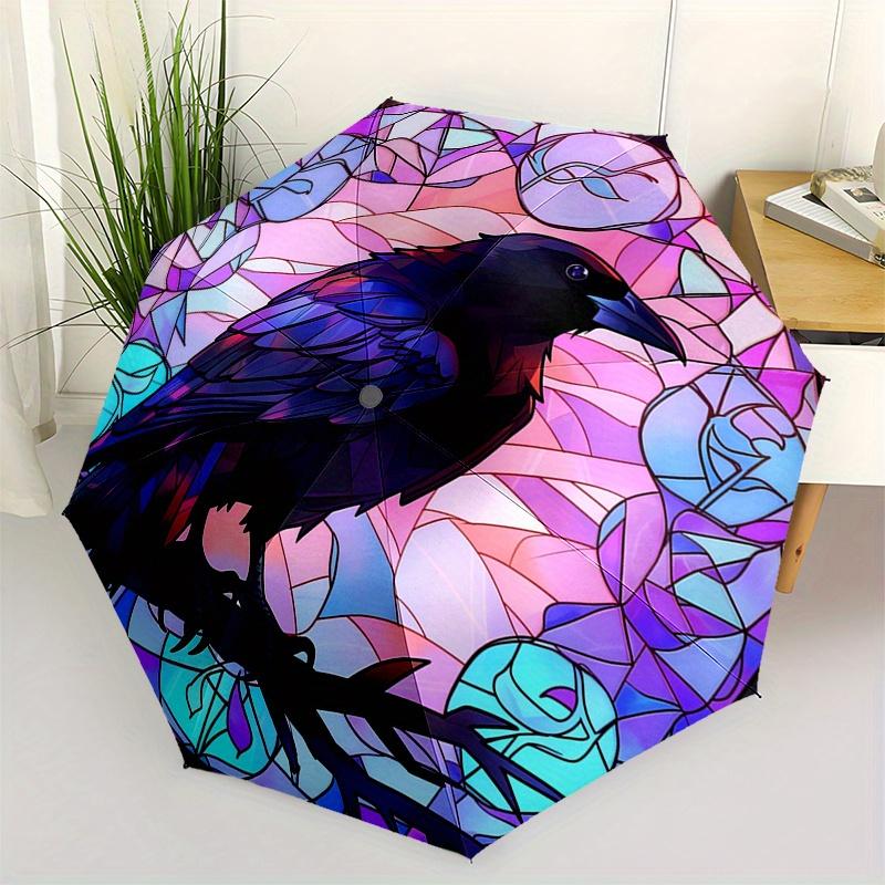 

Stained Glass Raven Wall Art Decor - Colorful Bird Painting on Canvas for Home Office Living Room Bedroom Decoration Umbrella, Halloween &