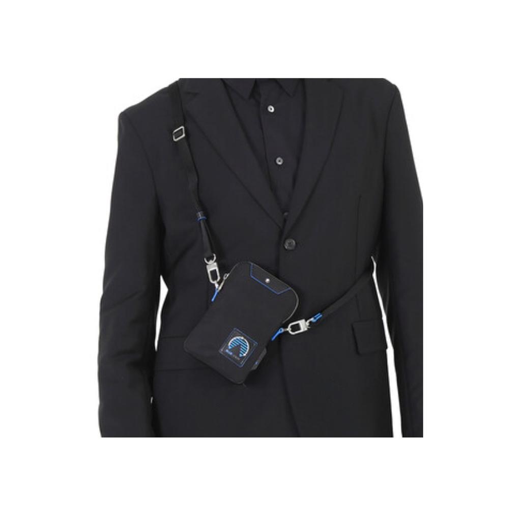 Montblanc Blue Declaration Series Zipper Nylon And Eco-Leather Envelope Bag Mini Men bags Black 129079