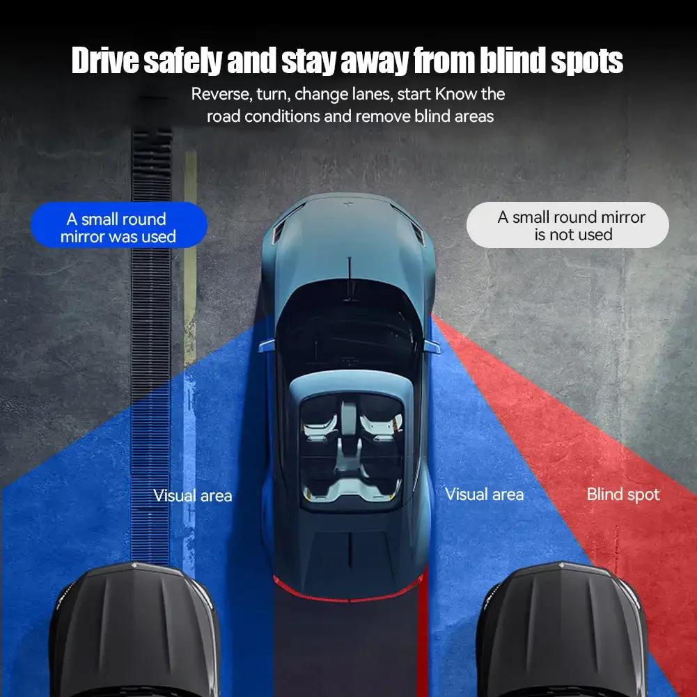 2Pcs 360 Degree Rotating Adjustable Car Blind Spot Rear View Mirror Wide Angle Mirror with Suction Cup Convex Round Mirror