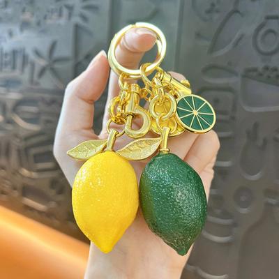 Resin Keyring Summer Vitality Lemon Shape Charm Keychain Couples Friends Key Chain Portable Car Bag Door Keychain