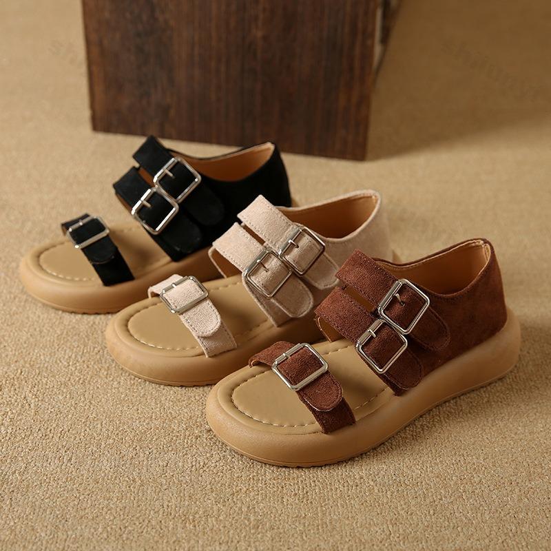 Fashion Roman Style Retro Casual Thick Soled Sandals for Women's 2025 Summer New Hollow Breathable Comfortable Shallow Mouth Beach Flats