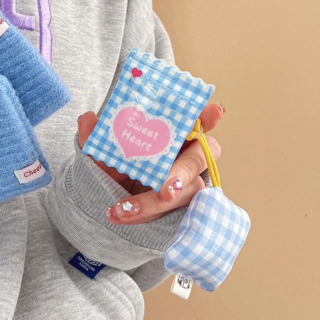 

Креативный чехол для наушников с 3D конфетами и закусками с браслетом для AirPods Pro 1 2 3 AirPod Sweet Girl Heart, чехол для наушников с решеткой и смайликом For AirPods 3 new