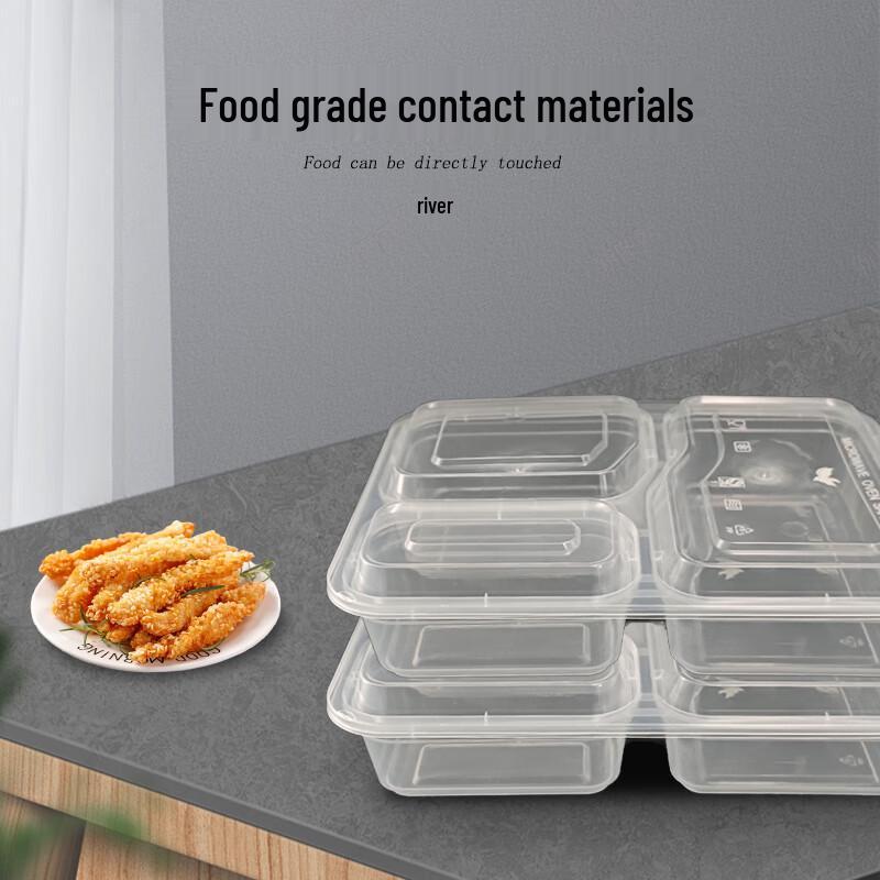 Disposable 3-Compartment Clear Meal Boxes with High Lids