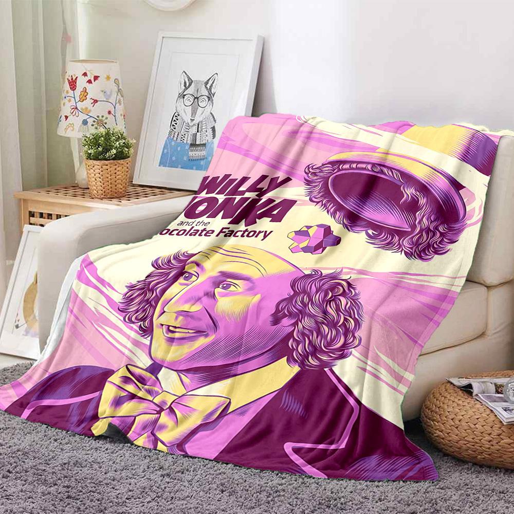 1pc Willy Wonka, Chocolate Factory Blanket Lightweight Flannel Throw For Sofa, Bed, Travel, Camping, Livingroom, Office, Couch, Chair, And Bed