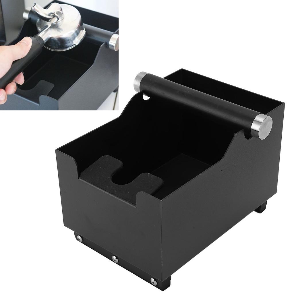 Coffee Knock Box With Removable Knock Bar Steel Coffee Grounds Knock Box Container Bin Black