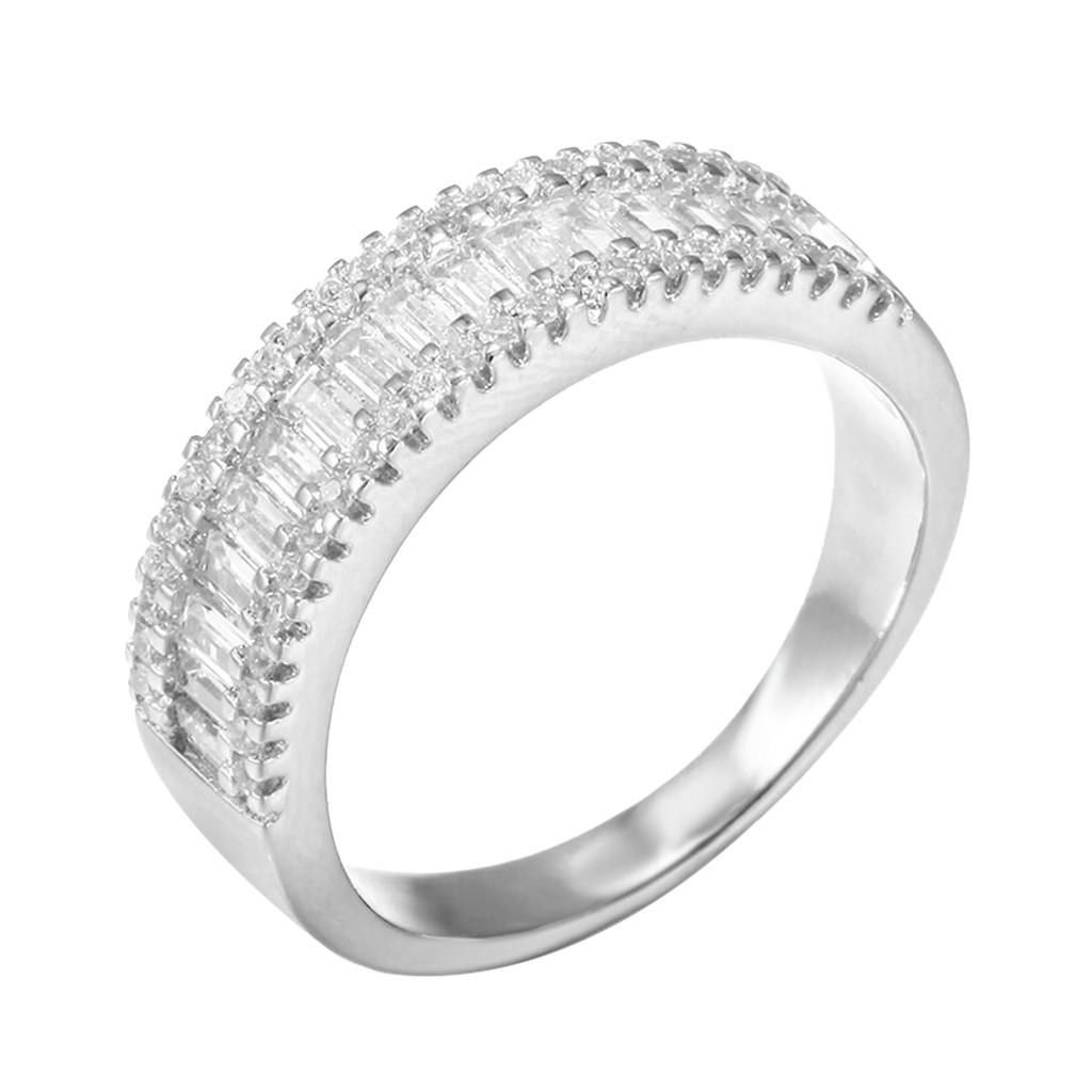 

(SU) Кольцо Свадебное с бриллиантом Элегантное обручальное кольцо для помолвки Размер кольца 5–10 One size серебряный