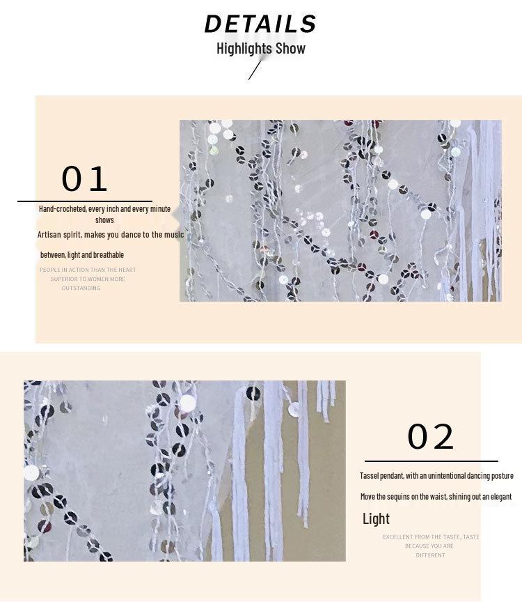 Neon Bauchtanz Hüftkette & Hüfttuch mit Pailletten & Quasten - Anfänger Übungsrock