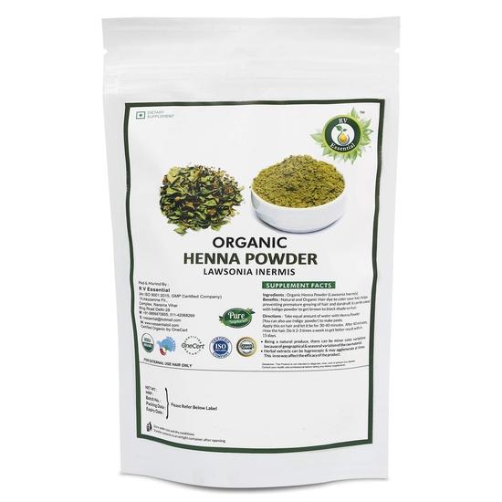 R V Essential Økologisk Hennapulver 200g - Naturlig Hennabladpulver for Hår USDA Økologisk Sertifisert Ayurvedisk Urtetilskudd i Gjenlukkbar
