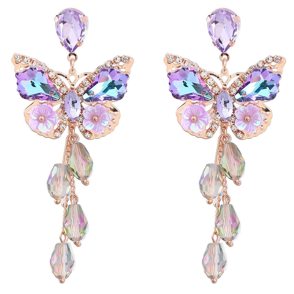 Damen Herbst & Winter Schmetterling Blume Lange Quastenohrringe