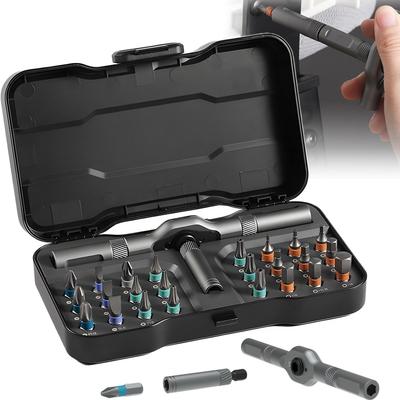 Ensemble de tournevis magnétique multi-embouts 24 en 1 Boîte à outils multifonctionnelle Clé à molette ménagère Kit combiné d'outils tournevis
