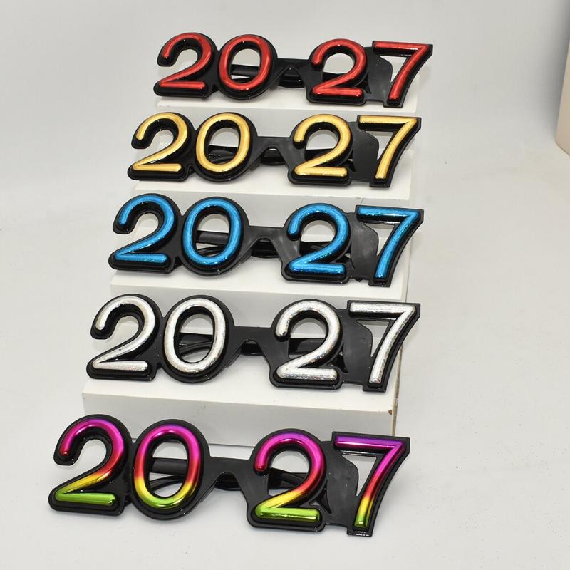 2027 Number Eyeglasses Happy New Year Glasses Diamond Glitter Sunglasses Cosplay Prop Xmas Party Decoration Funny Glasses