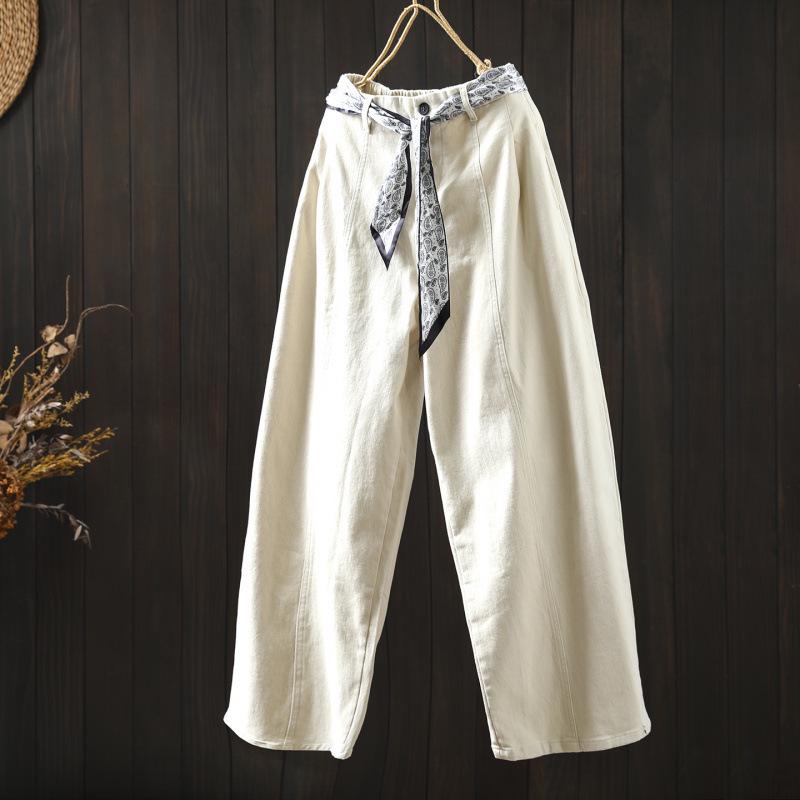 Women s Autumn/Winter Velvet Trousers with Silk Scarf - Stylish, Flattering, and Versatile Large бежевый