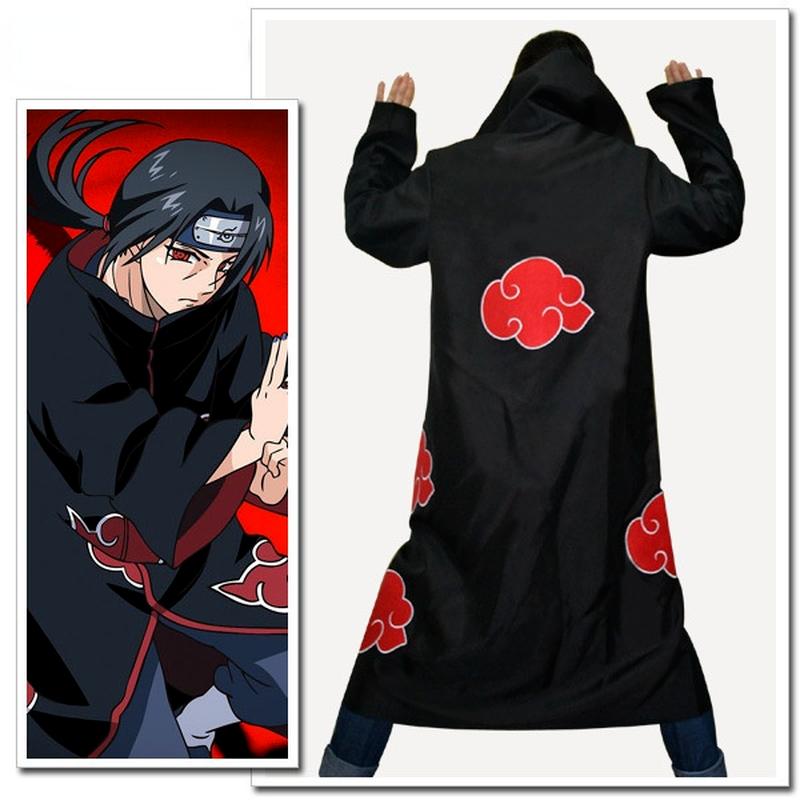 4 pièces Anime Naruto Akatsuki Uchiha Itachi Cosplay Costume cape Robe Ninja Trench Coat ensemble anneau bandeau Halloween