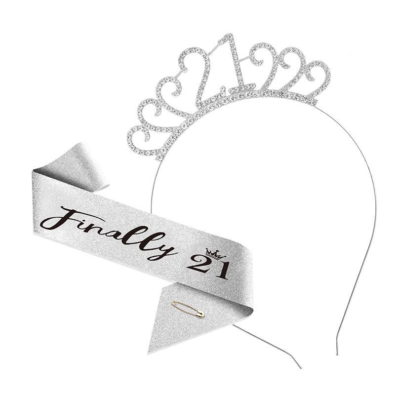 Cross-Border Digital Birthday Crown Set: Headdress, Party Shoulder Strap & Etiquette Belt Photo Prop for Girls