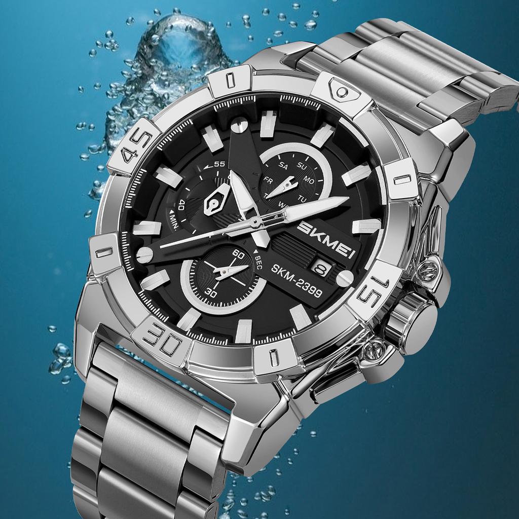 Men’s Watches Fashion Business Date Watch Luxury Men Steel Quartz Wrist Watches Chronograph 3 Dials Male Clock