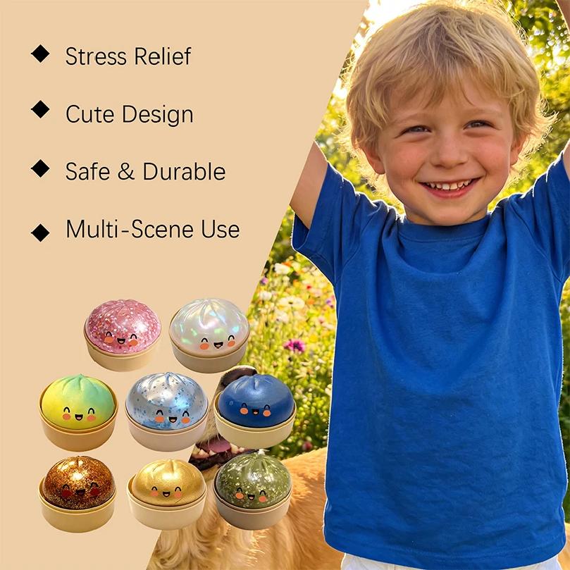 Pelota de Presión Flash Dumpling Simulación Rebote Lento Suave Pellizcar Descompresión Oficina Hogar Decoración Regalos de Cumpleaños Niños Adultos