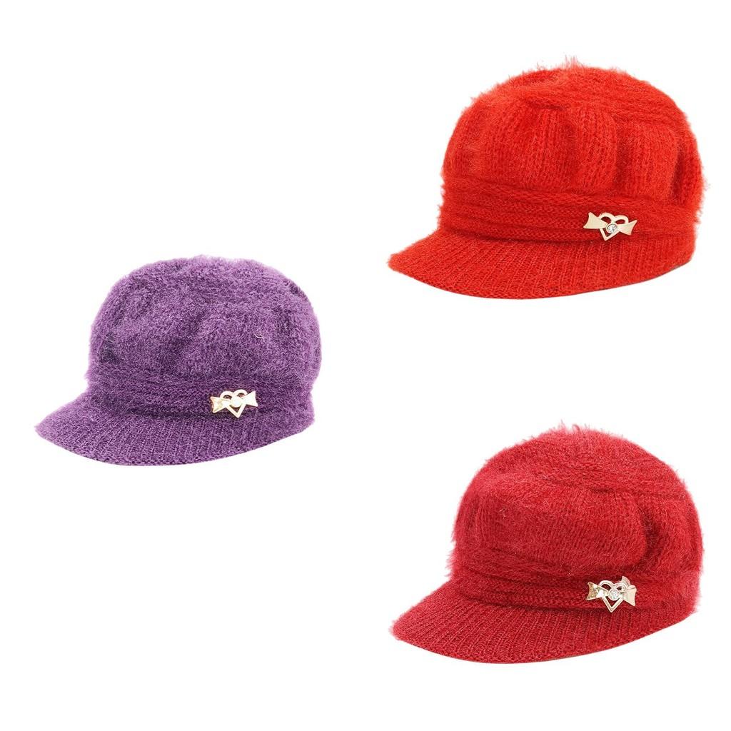 Knitted Embellished Heart Hat Winter Warm Thickened Pumpkin Cap Gift Outdoor