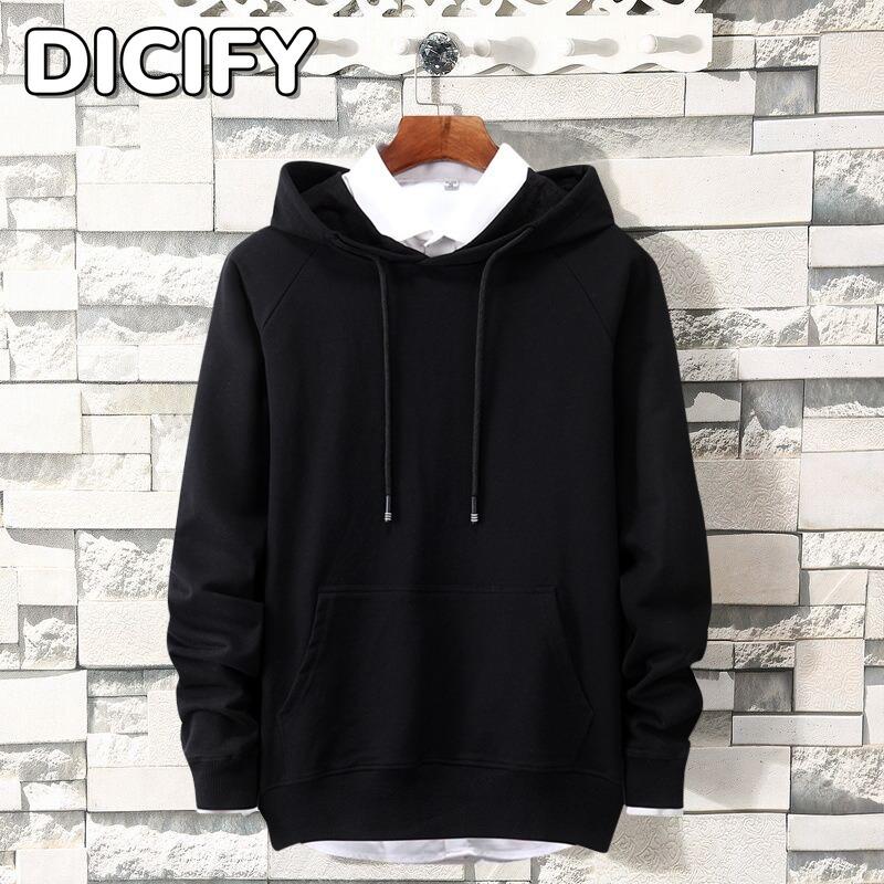 DICIFY Men's Fashion Casual Solid Color Print Autumn Winter Hoodie