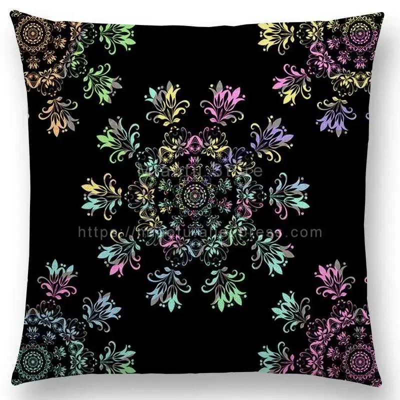 New Dreamy Emerald Spirit Flower Pillow Case Soul Mandala Elegant Flourish Floral Pattern Design Prints Retro Cushion Cover