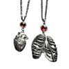 Detailed Metal Gothic Necklace With Heart Charm Perfect For Dark Aesthetic Wardrobe