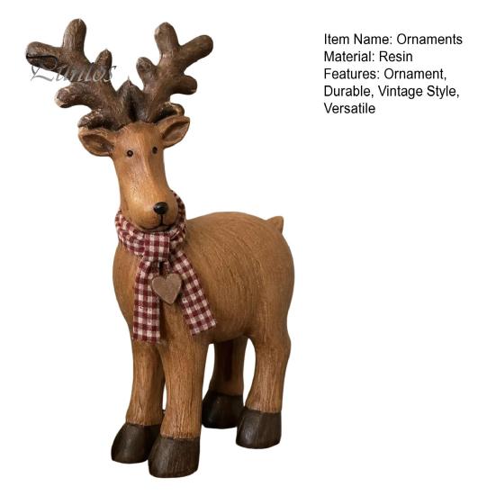 Retro Style Desktop Decorations Rustic Elk Ornament, Handcrafted Resin Deer Figurine, Decorative Vintage Farmhouse Table Ornaments Wildlife Sculpture