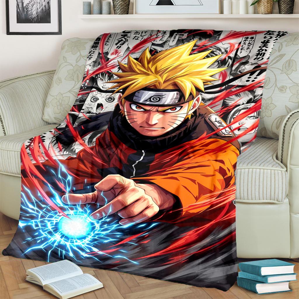 Anime-Naruto Print Blanket Warm Comfortable Flannel Blanket for Bedrooms, Sofas, Beds, Chairs, Picnics, Travel -LXR45
