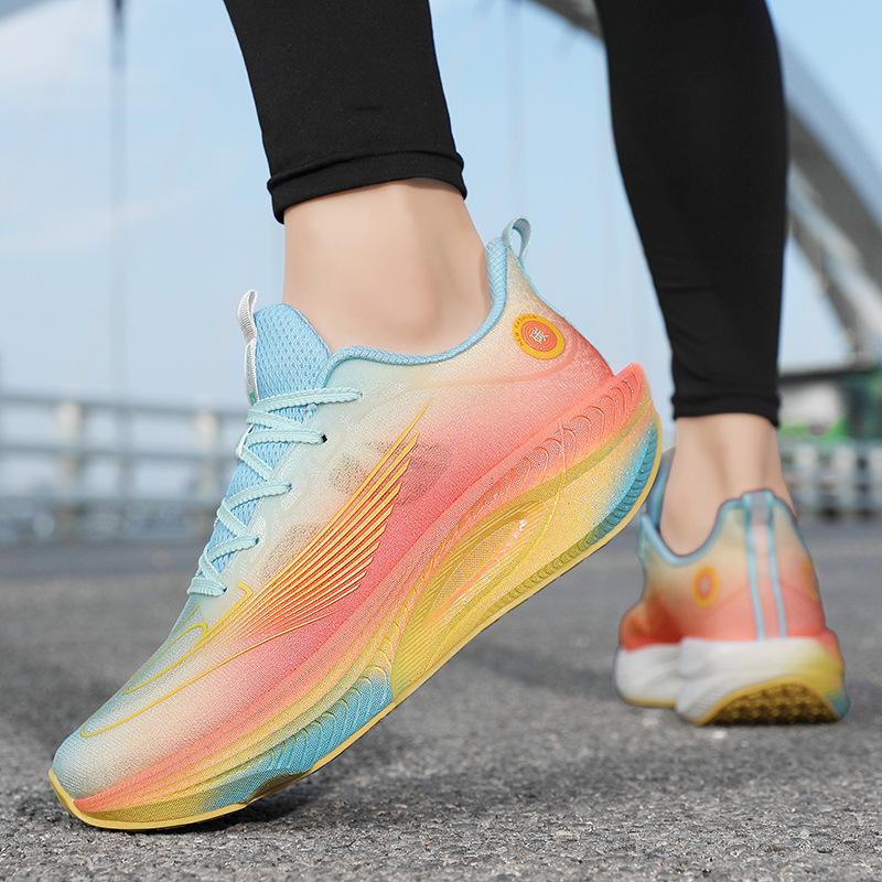 2025 summer new men's shoes lightweight carbon plate breathable sports racing running shoes men's and women's same fitness jogging trend