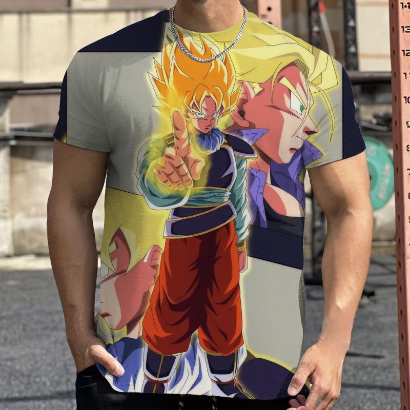 2026 Summer Dragon Ball Retro Fitness T-shirt Men's Oversized 3D Printed Short-sleeved Family Unisex Children's Sports Shirt