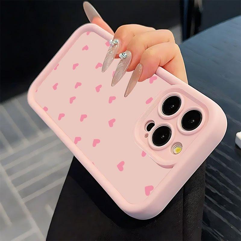 Simple heart-shaped pattern phone case suitable for iPhone 17 16 15 14 13 12 11 Pro/Max/Plus anti drop and shockproof back cover