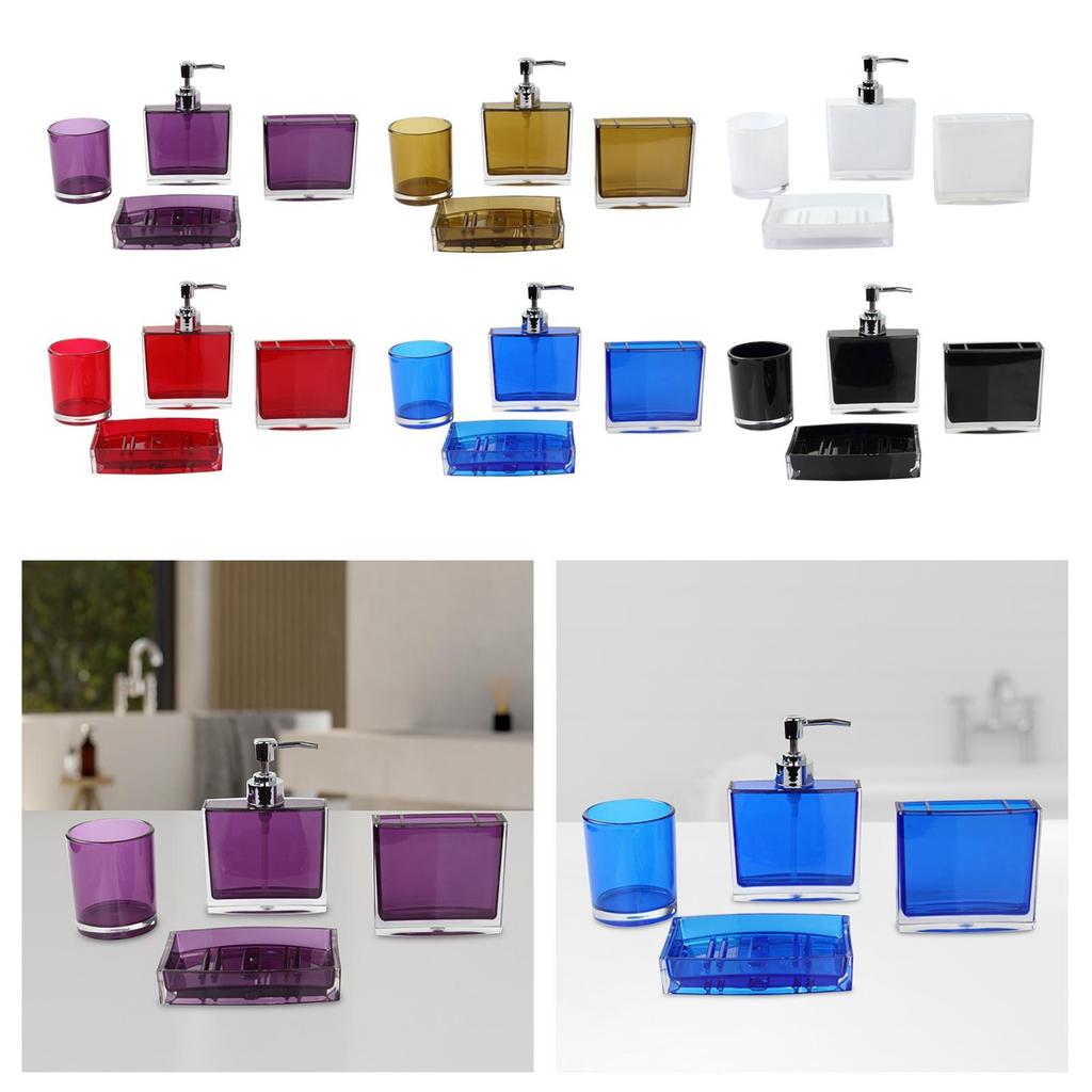 1 Set Bath Supplies Bath Four-Piece Set with Toothbrush Cup Toothbrush Holder Lotion Bottle Soap Box for Bathroom Accessories