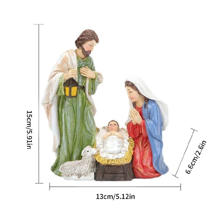 Weihnachtskrippe Dekorationen Set Krippe Heilige Figuren Harzfiguren für Zuhause Schlafzimmer Wohnzimmer Statue Ornament