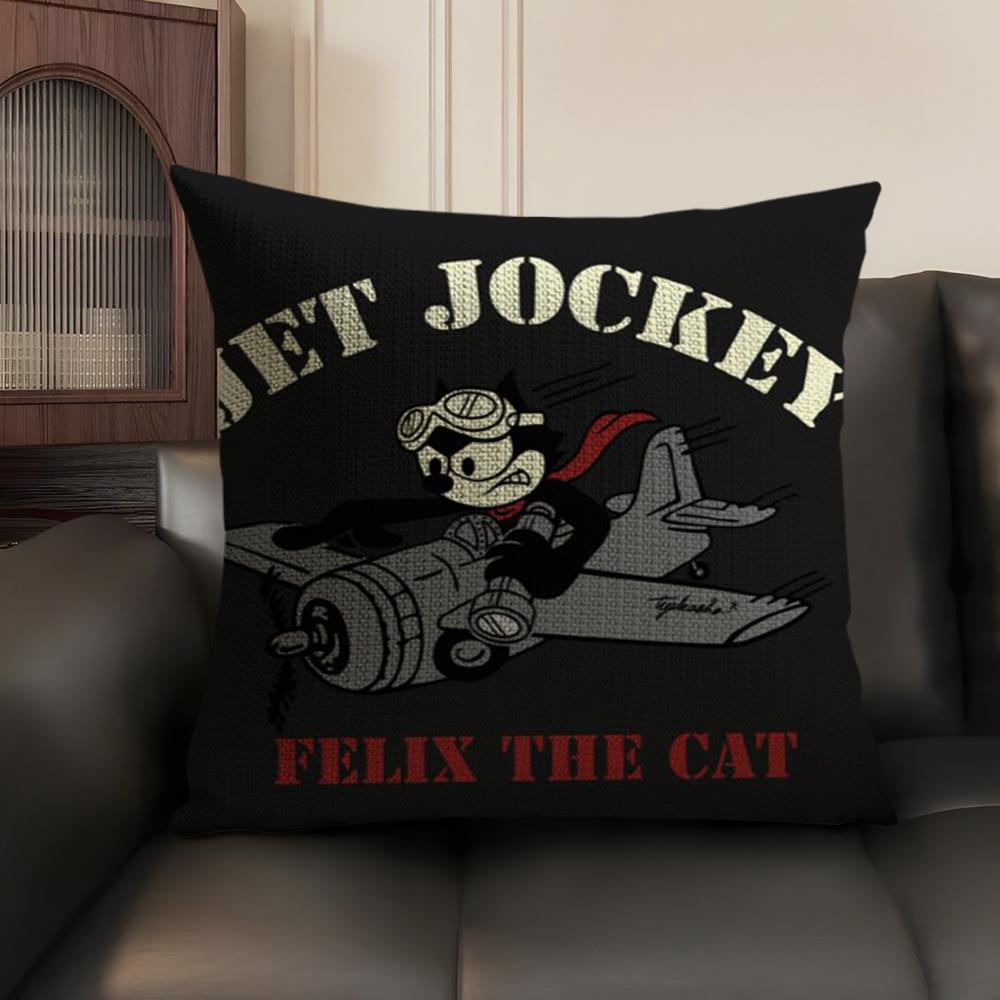 FFelix the Cat Cushion Cover Natural Linen Organic Fabric DoubleSided Printing Home Decor Breathable Environmentally Friendly