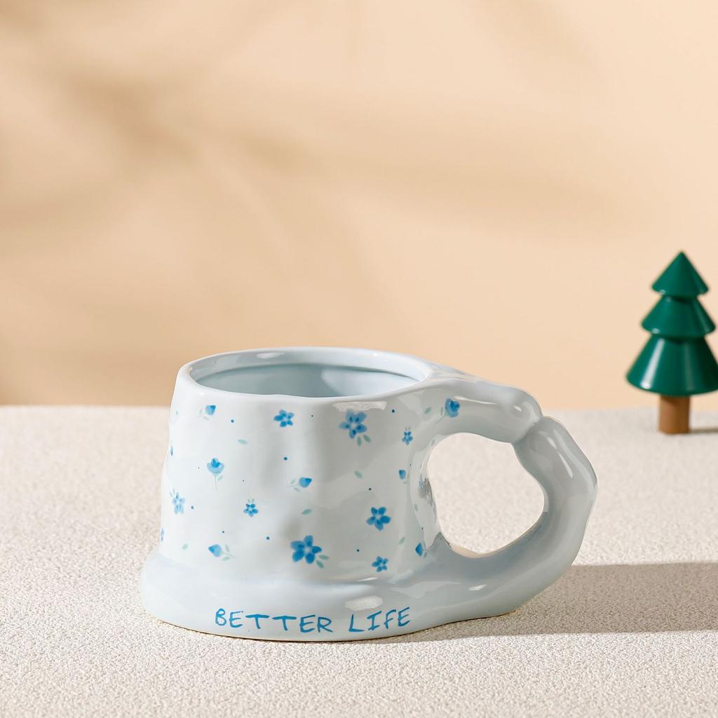 Hand Held Ceramic Coffee Cup Girl's Water Cups Large Capacity Mug Breakfast Cup Milk Mug Afternoon Tea Cups Juice Mugs Tea Mugs
