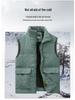 Men's Corduroy Fleece-Lined Multi-Pocket Cotton Vest - Casual, Sleeveless, Outdoor, Cold-Proof.