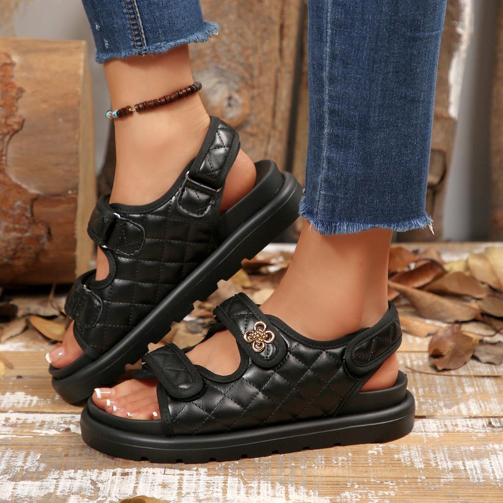 Fashion Women Platform Sandals Handmade Hook Loop Round Toe Shoes for Women Summer Casual Outdoor Shoes Ladies Lightweight Trend Sandals
