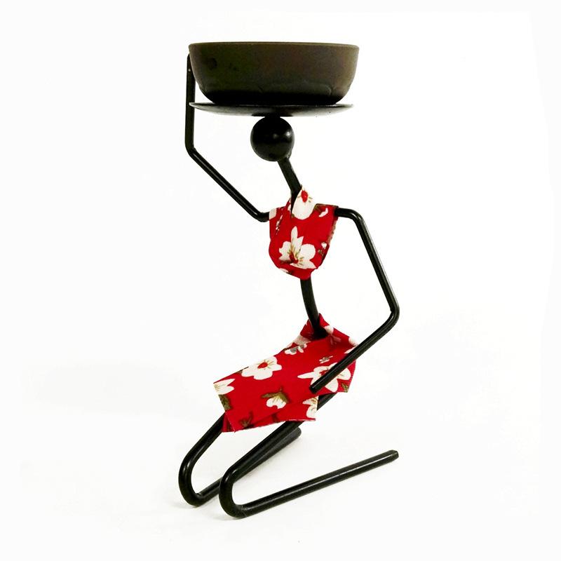 1Pc Black Kneeling Girl Dining Table Candlestick Ornament
